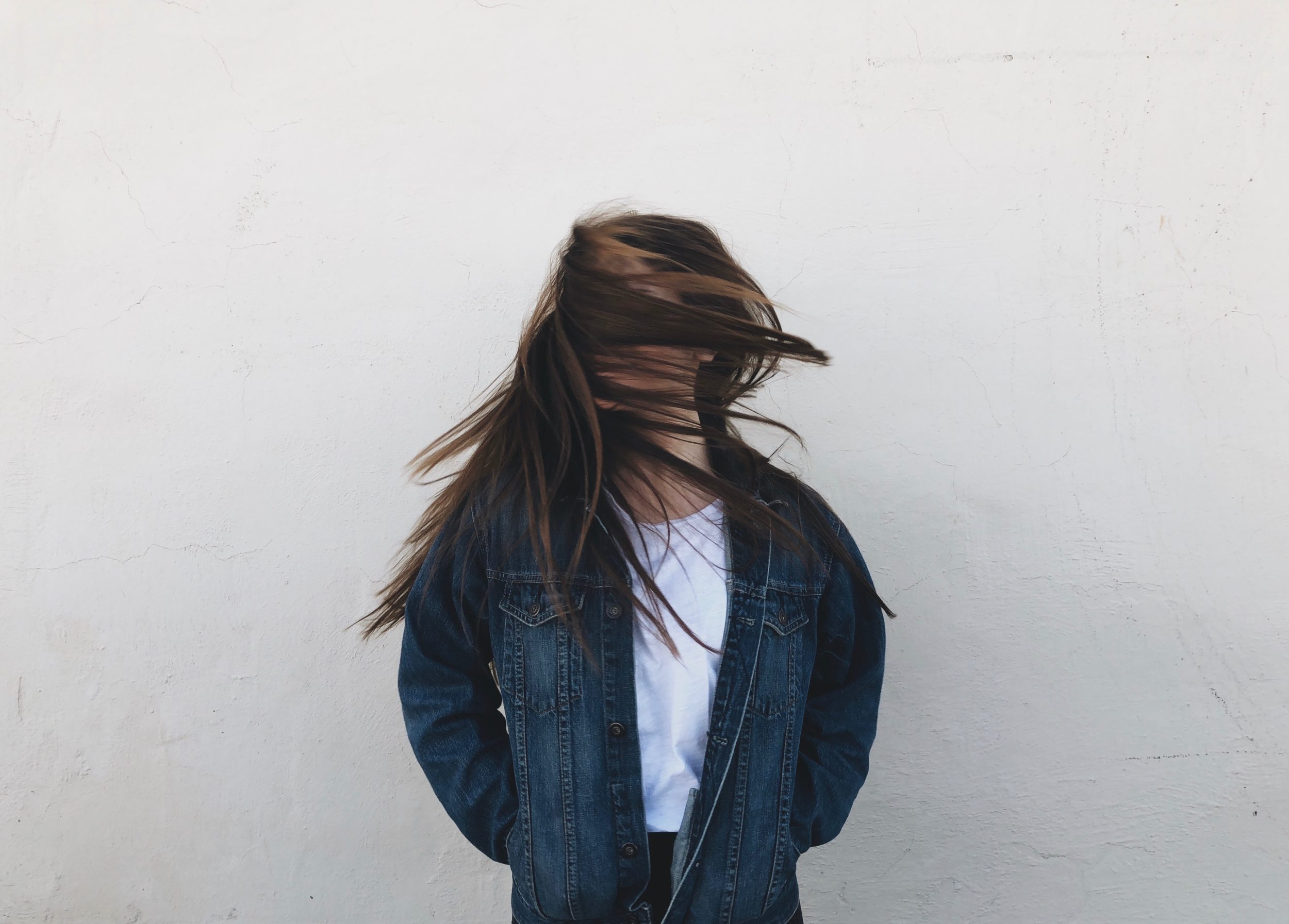 a woman with long hair