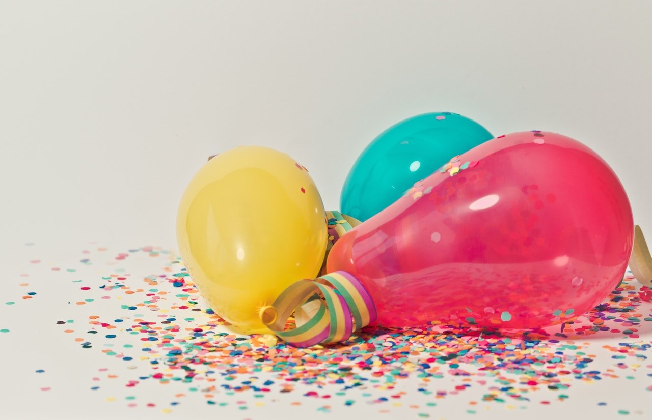 a few colorful balls