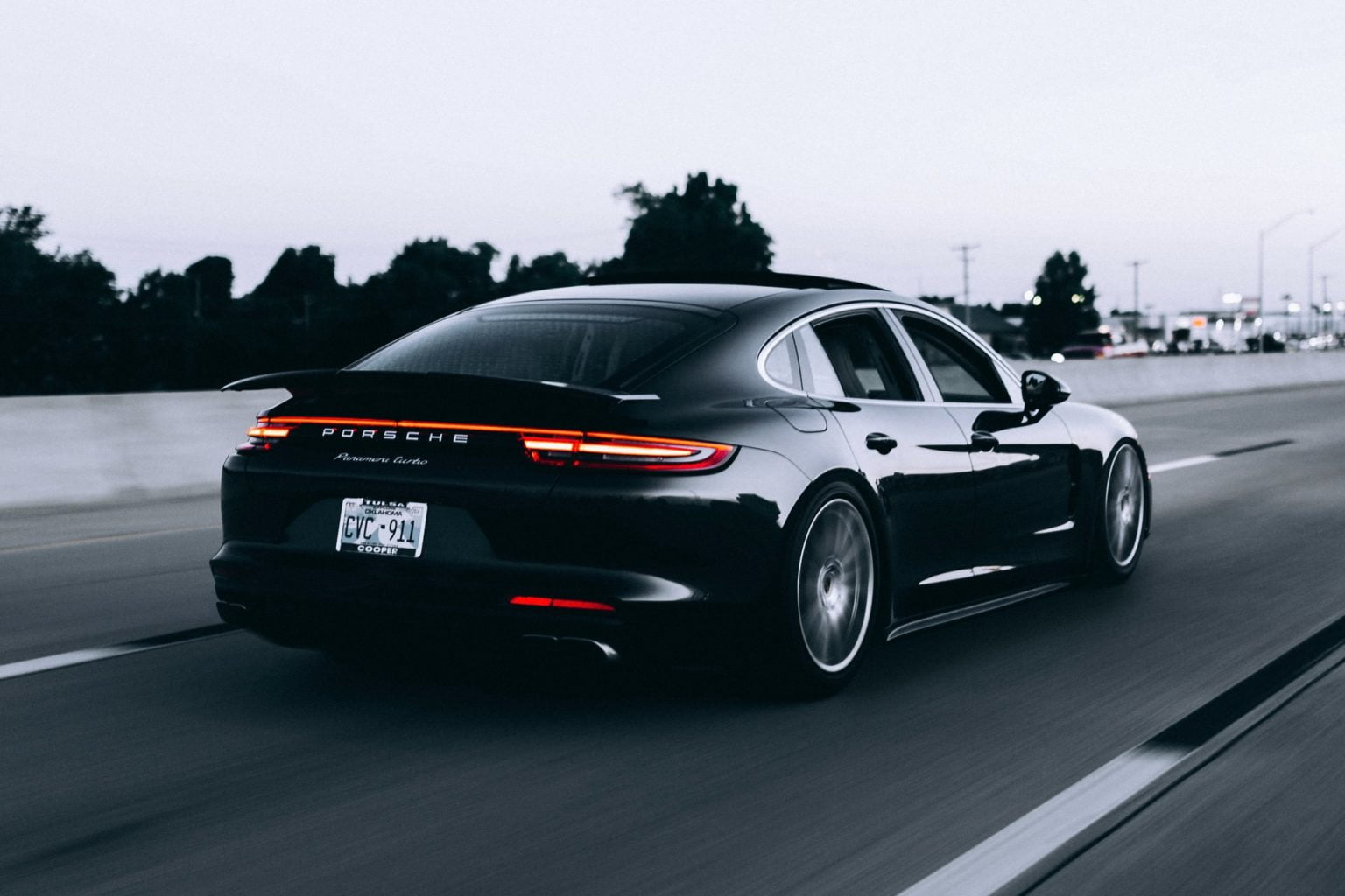 a black car on a road