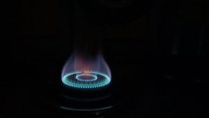 a blue circle with a black background