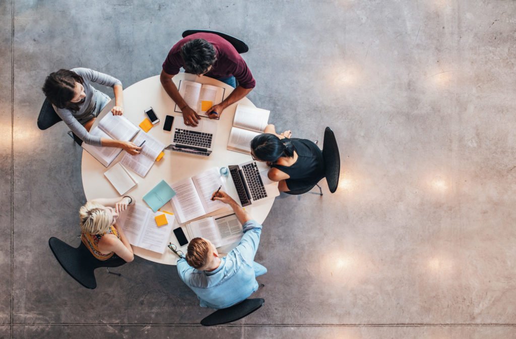 a group of people working on a project
