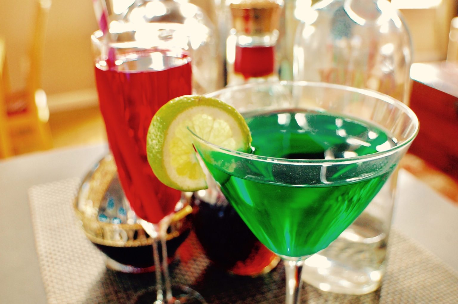 cocktails in glasses