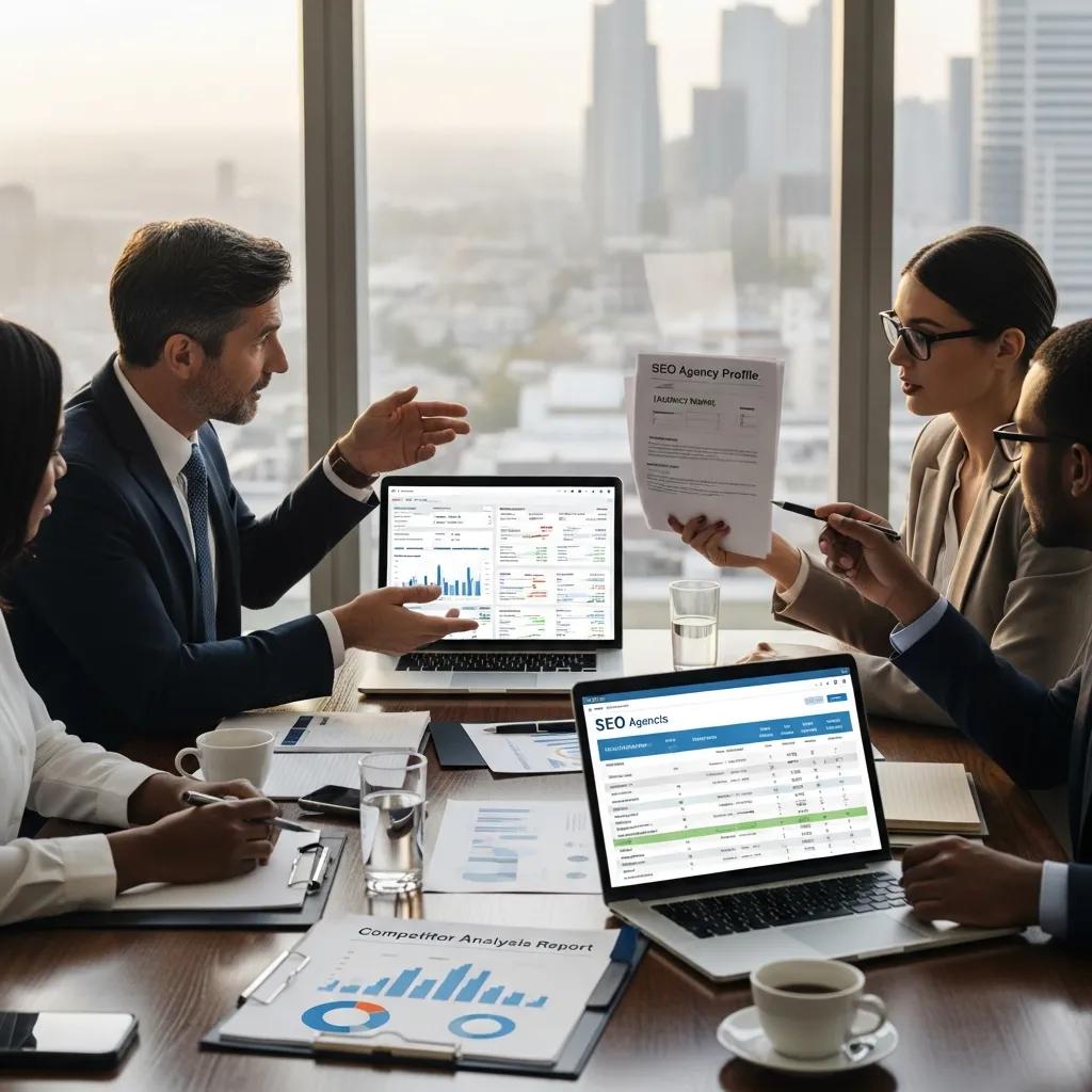 Business leader discussing SEO agency options with a consultant